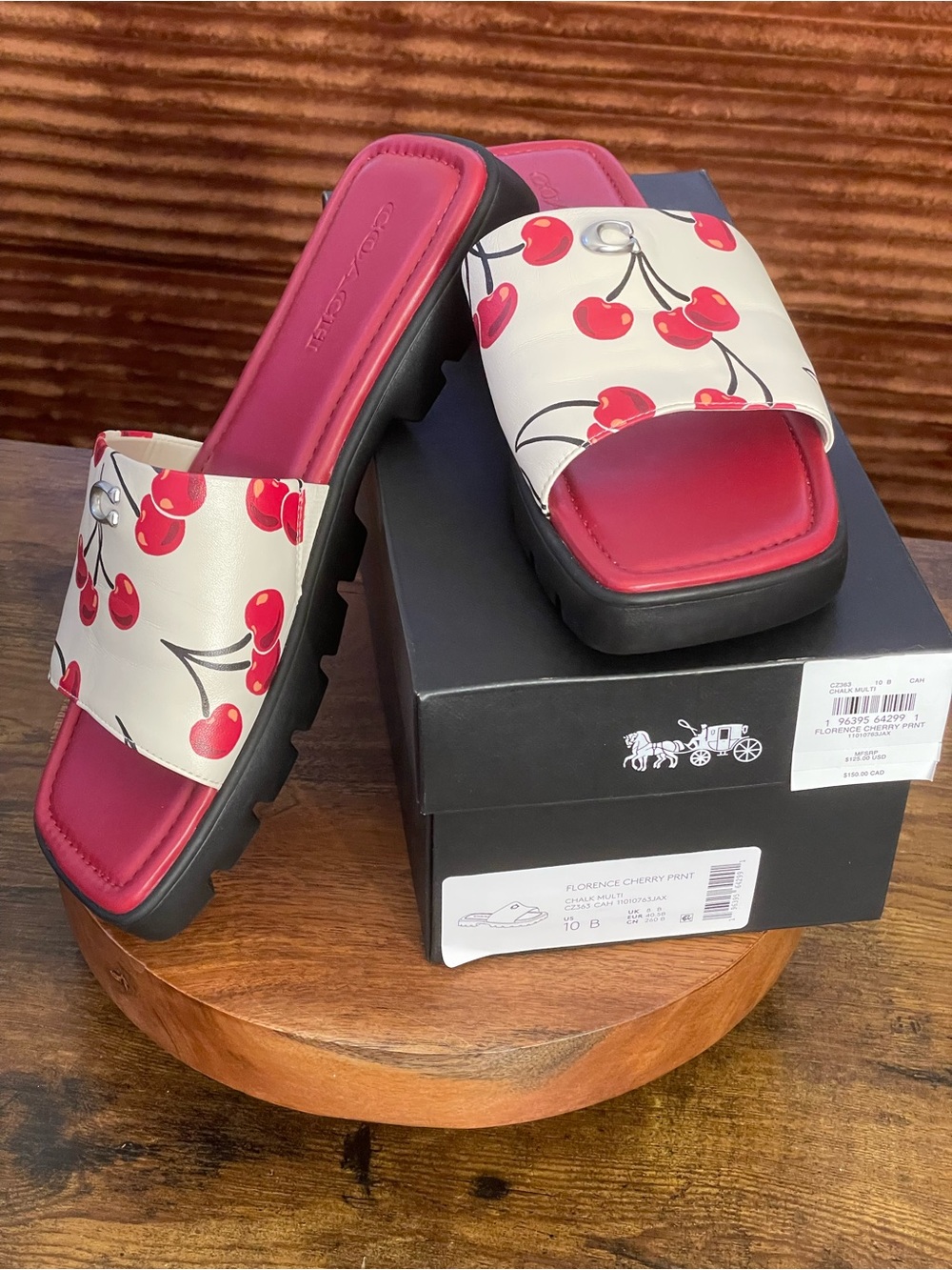 COACH Florence Sandal With Cherry Print Size 10